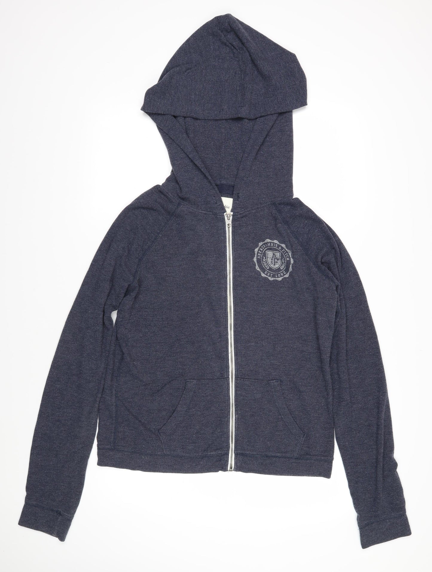 Abercombie&Fitch Womens Blue Polyester Full Zip Hoodie Size L Zip