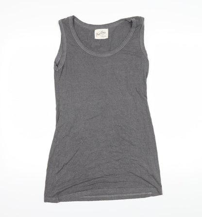 Postcard Womens Grey Viscose Basic T-Shirt Size 2 Scoop Neck - Distressed hems