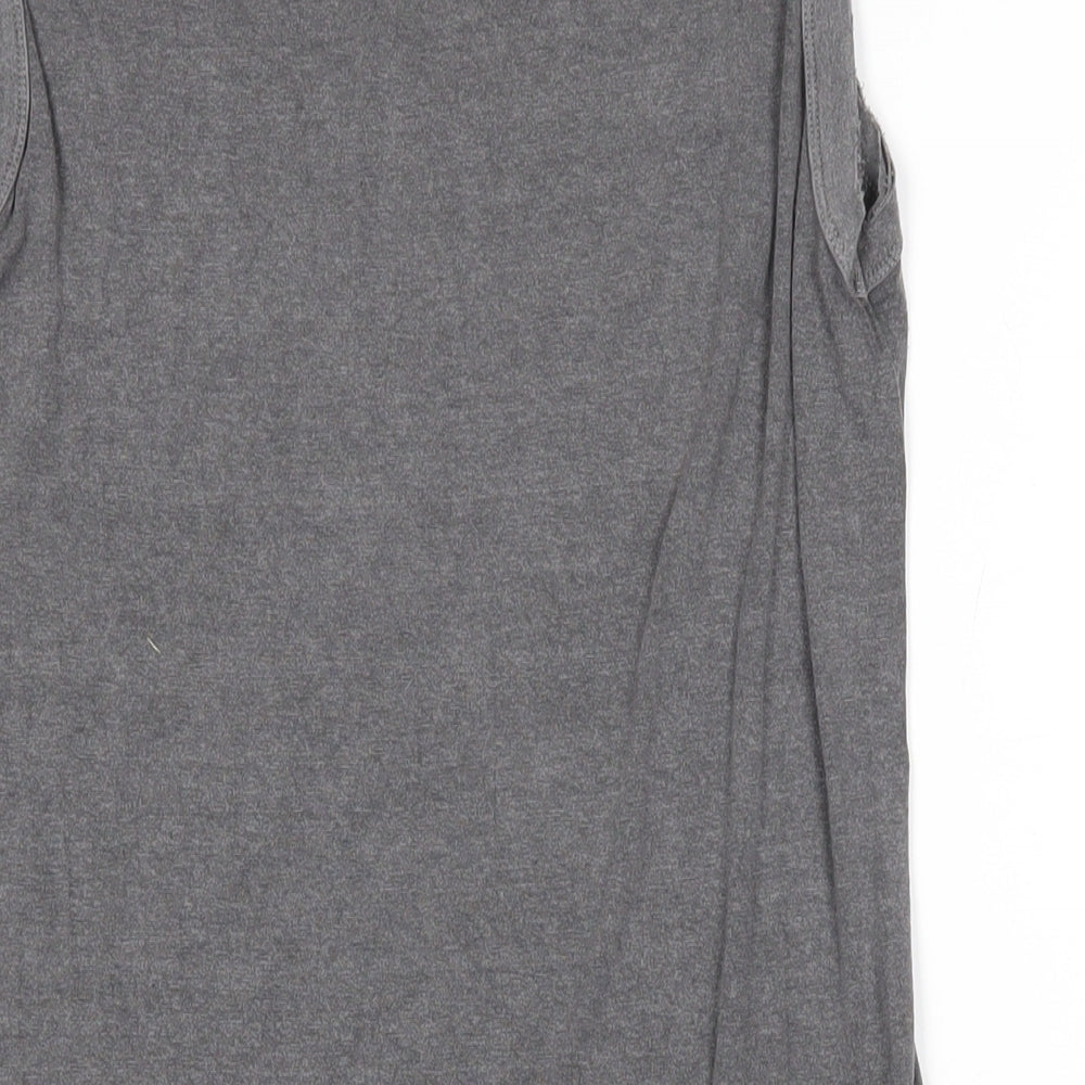 Postcard Womens Grey Viscose Basic T-Shirt Size 2 Scoop Neck - Distressed hems
