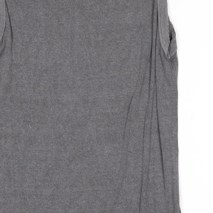Postcard Womens Grey Viscose Basic T-Shirt Size 2 Scoop Neck - Distressed hems