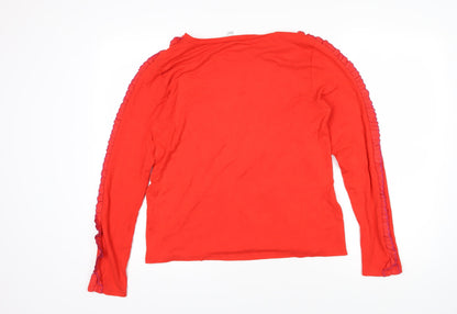 Great plains Womens Red Viscose Basic T-Shirt Size 14 Boat Neck