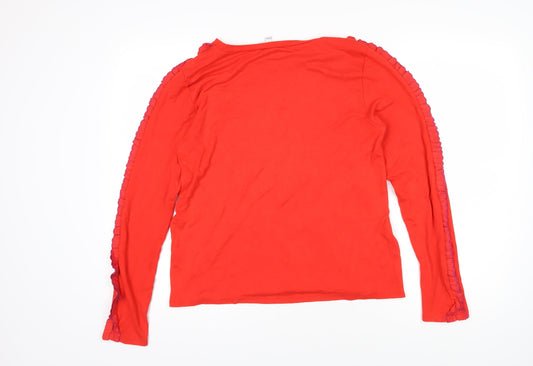 Great plains Womens Red Viscose Basic T-Shirt Size 14 Boat Neck