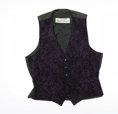 Gallagher & Egan Mens Purple Paisley Cotton Jacket Suit Waistcoat Size M Regular