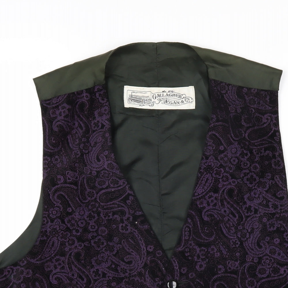 Gallagher & Egan Mens Purple Paisley Cotton Jacket Suit Waistcoat Size M Regular