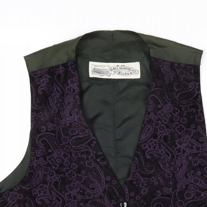 Gallagher & Egan Mens Purple Paisley Cotton Jacket Suit Waistcoat Size M Regular
