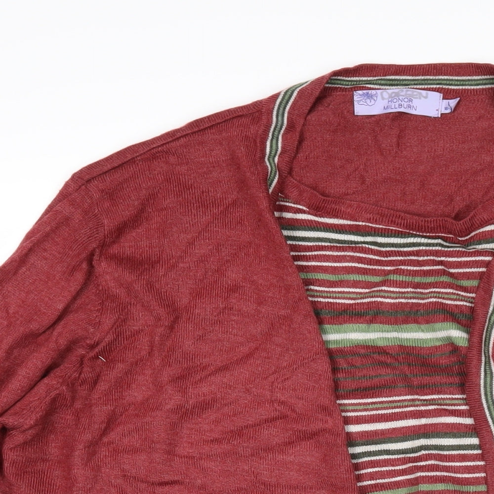 Honor Milllburn Womens Multicoloured Scoop Neck Striped Acrylic Pullover Jumper Size L - Layered effect