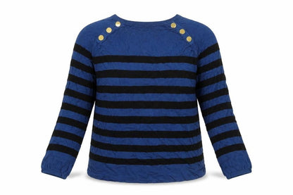 Kookai Womens Blue Boat Neck Striped Acrylic Pullover Jumper Size 2