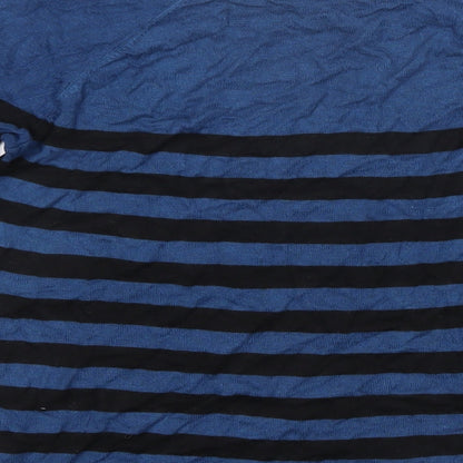 Kookai Womens Blue Boat Neck Striped Acrylic Pullover Jumper Size 2