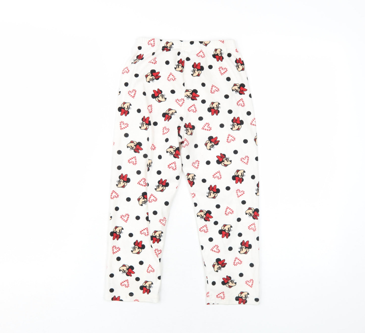 Disney Girls White Geometric Polyester Top Pyjama Pants Size 5-6 Years Pullover - Minnie Mouse