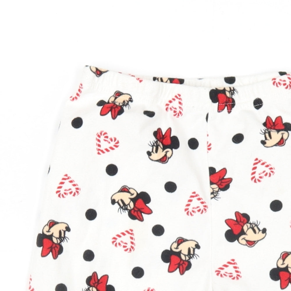 Disney Girls White Geometric Polyester Top Pyjama Pants Size 5-6 Years Pullover - Minnie Mouse