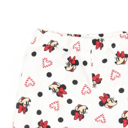 Disney Girls White Geometric Polyester Top Pyjama Pants Size 5-6 Years Pullover - Minnie Mouse
