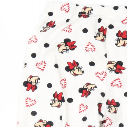 Disney Girls White Geometric Polyester Top Pyjama Pants Size 5-6 Years Pullover - Minnie Mouse