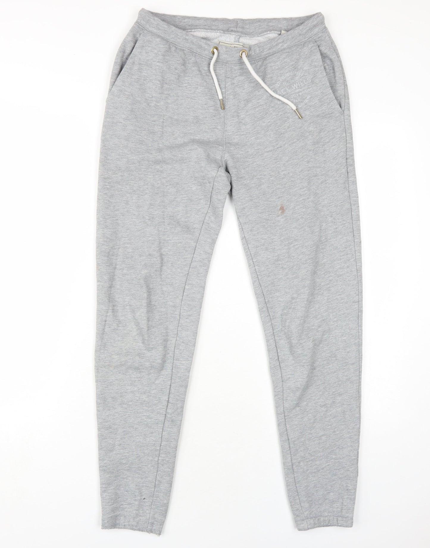 Jack Wills Mens Grey Cotton Jogger Trousers Size XS L30 in Regular Drawstring