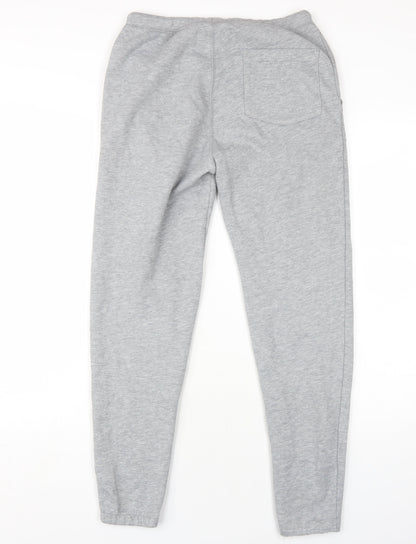 Jack Wills Mens Grey Cotton Jogger Trousers Size XS L30 in Regular Drawstring