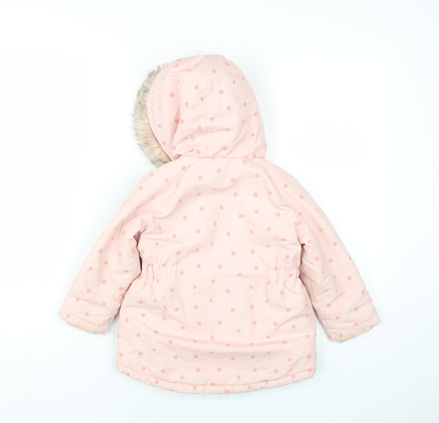 Disney Girls Pink Polka Dot Parka Coat Size 18-24 Months Zip - Minne Mouse