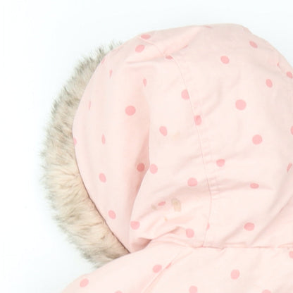 Disney Girls Pink Polka Dot Parka Coat Size 18-24 Months Zip - Minne Mouse
