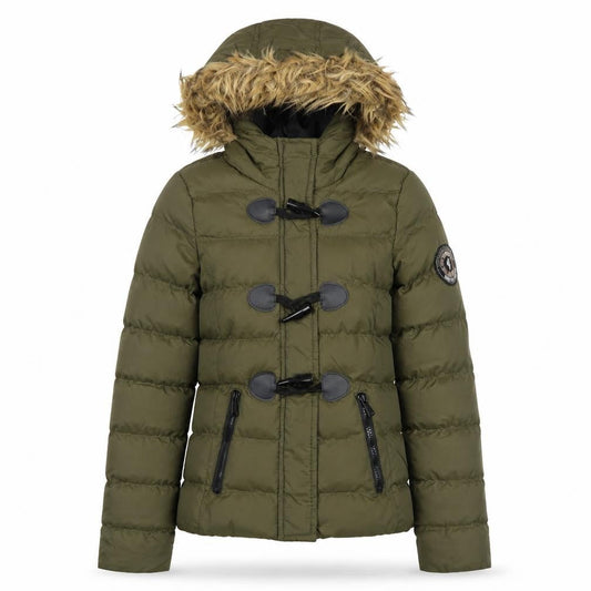 Brave Soul Womens Green Puffer Jacket Coat Size 4 Zip
