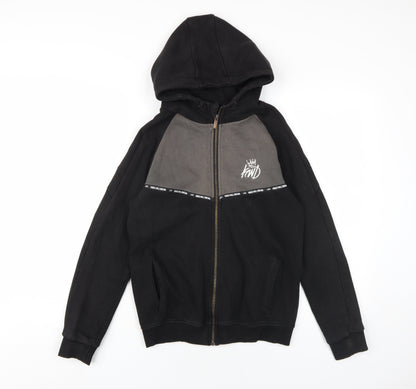 Kings Will Dream Boys Black Cotton Full Zip Hoodie Size 12-13 Years Zip