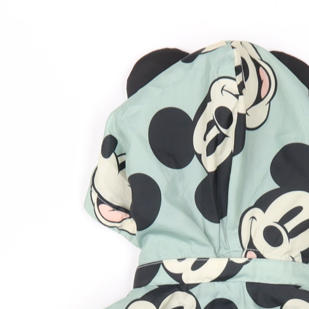 Disney Girls Green Geometric Rain Coat Coat Size 18 Months Zip - Mickey Mouse