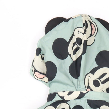 Disney Girls Green Geometric Rain Coat Coat Size 18 Months Zip - Mickey Mouse