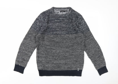 Brave Soul Mens Grey Crew Neck Acrylic Pullover Jumper Size M Long Sleeve