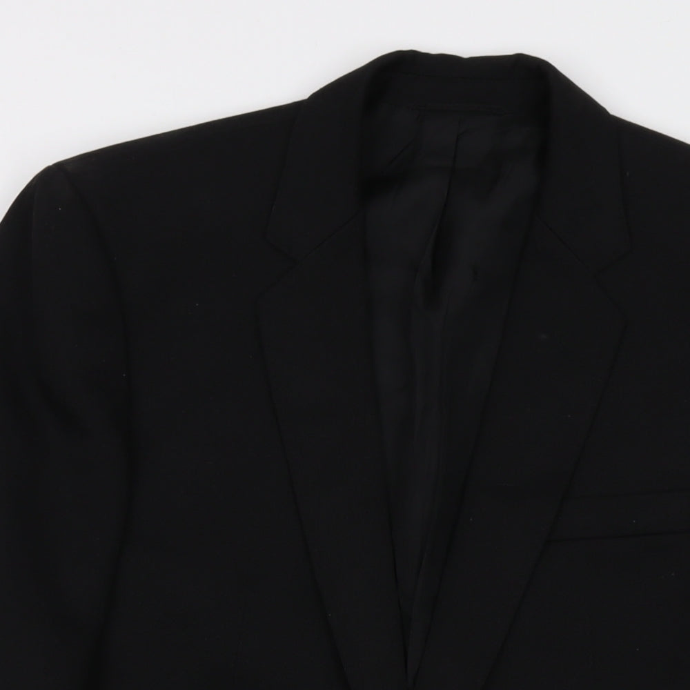 Diolen Mens Black Polyester Jacket Suit Jacket Size 38 Regular