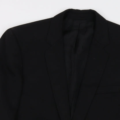 Diolen Mens Black Polyester Jacket Suit Jacket Size 38 Regular