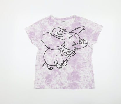Womens UK Size 10 Disney Purple Basic T-Shirt