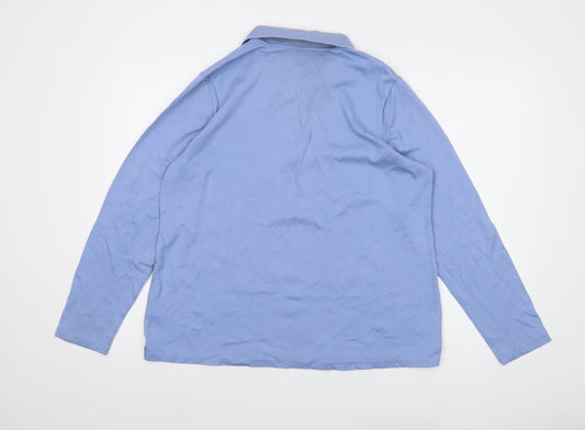 Lands' End Mens Blue Cotton Polo Size XL Collared Button