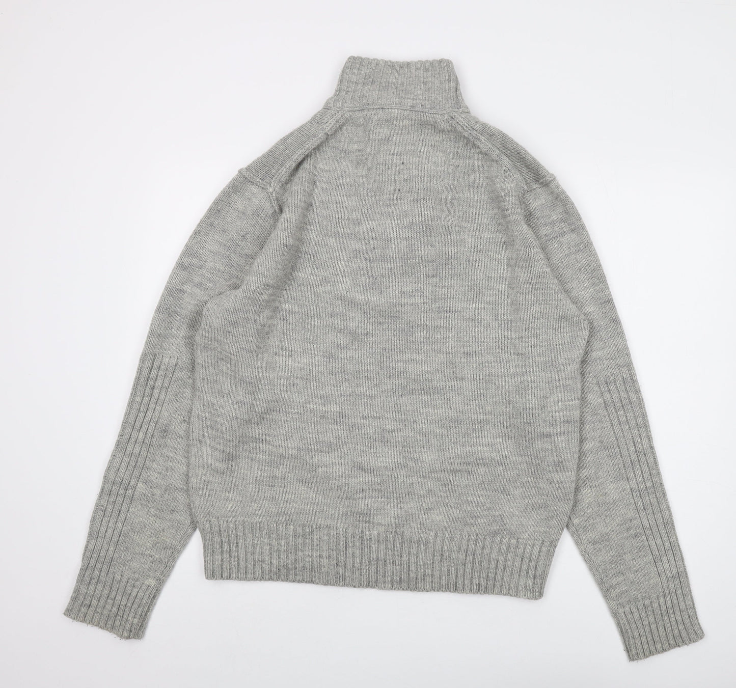 Keningston Mens Grey Mock Neck Acrylic Pullover Jumper Size XL Long Sleeve