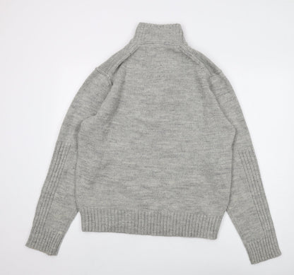 Keningston Mens Grey Mock Neck Acrylic Pullover Jumper Size XL Long Sleeve
