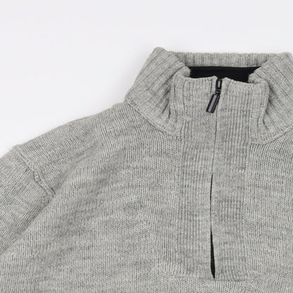 Keningston Mens Grey Mock Neck Acrylic Pullover Jumper Size XL Long Sleeve