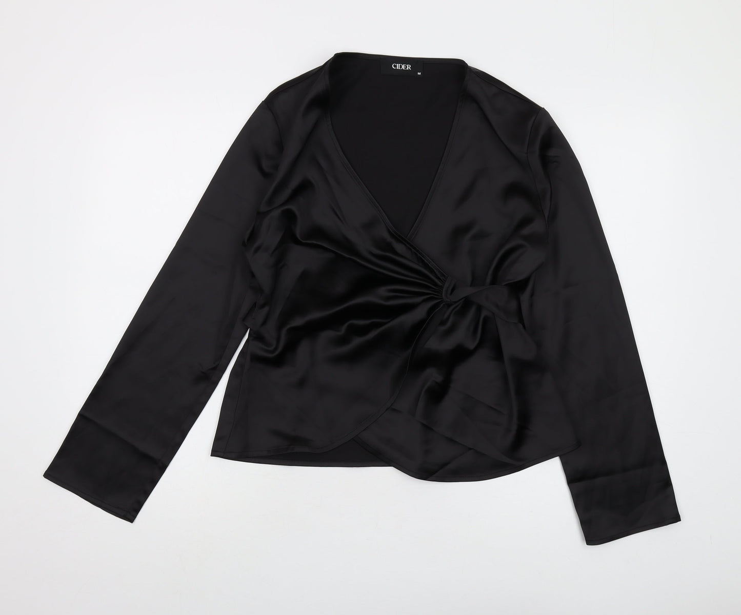 Womens UK Size M Cider Black Wrap Blouse