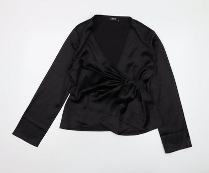 Womens UK Size M Cider Black Wrap Blouse