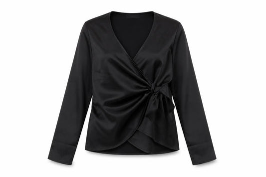 Womens UK Size M Cider Black Wrap Blouse
