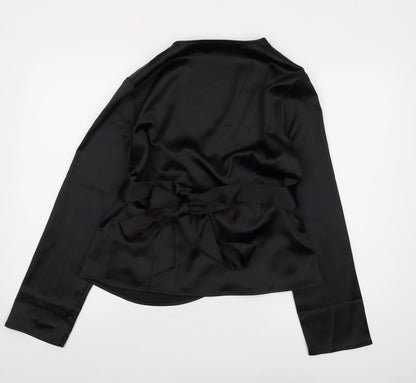 Womens UK Size M Cider Black Wrap Blouse