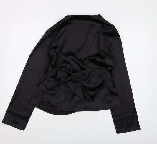 Womens UK Size M Cider Black Wrap Blouse