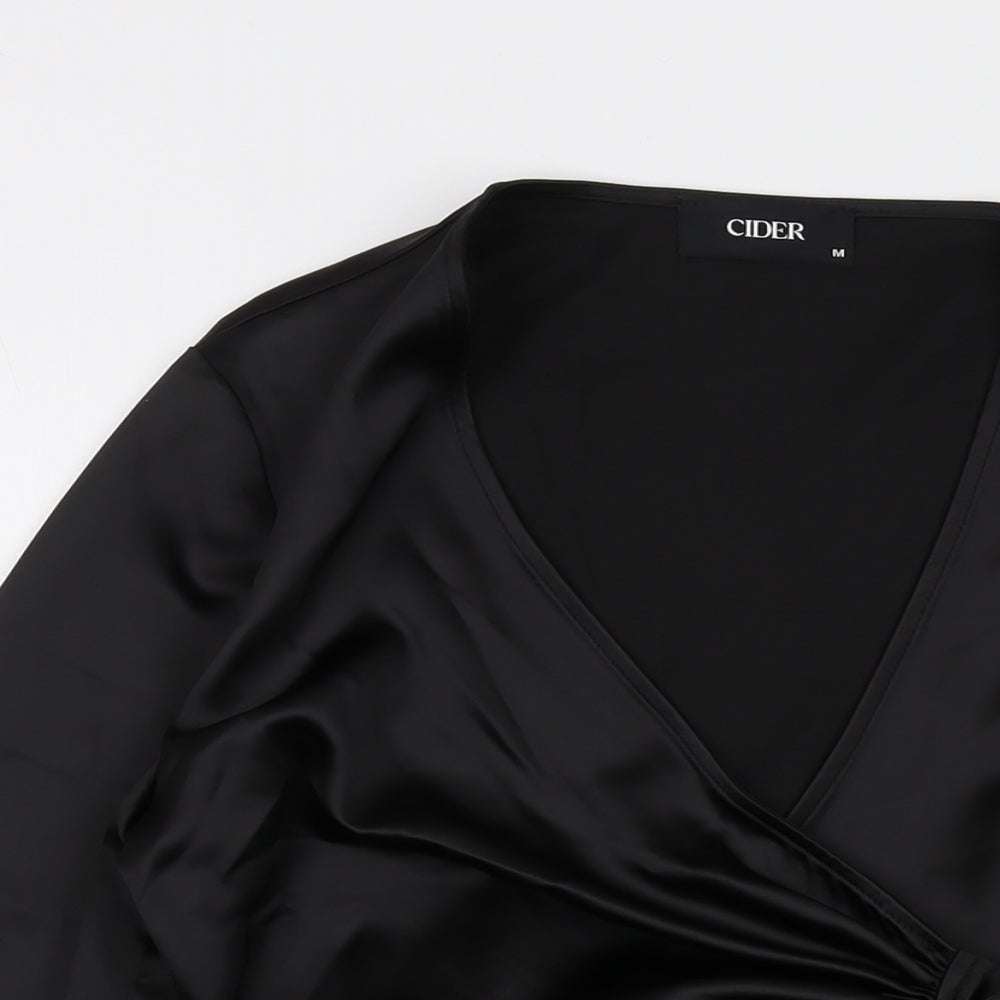 Womens UK Size M Cider Black Wrap Blouse