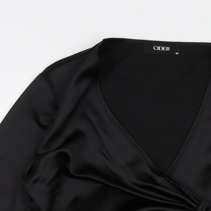 Womens UK Size M Cider Black Wrap Blouse
