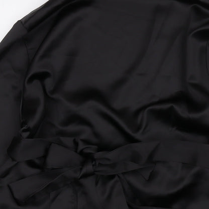 Womens UK Size M Cider Black Wrap Blouse