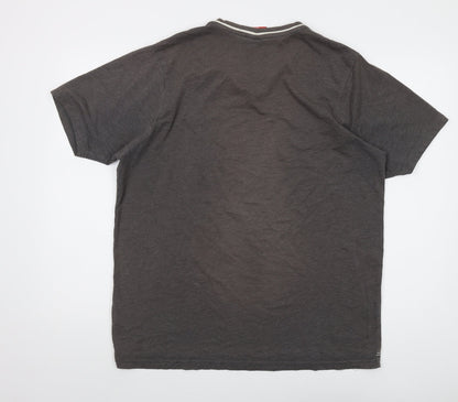 Slazenger Mens Grey Cotton T-Shirt Size L V-Neck