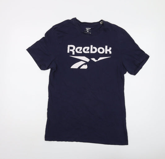 Reebok Mens Blue Cotton T-Shirt Size M Crew Neck