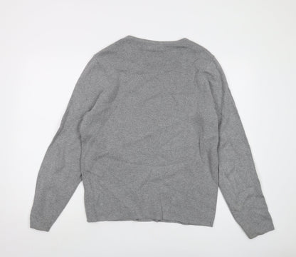 Blue Harbour Mens Grey Crew Neck Cotton Pullover Jumper Size M Long Sleeve