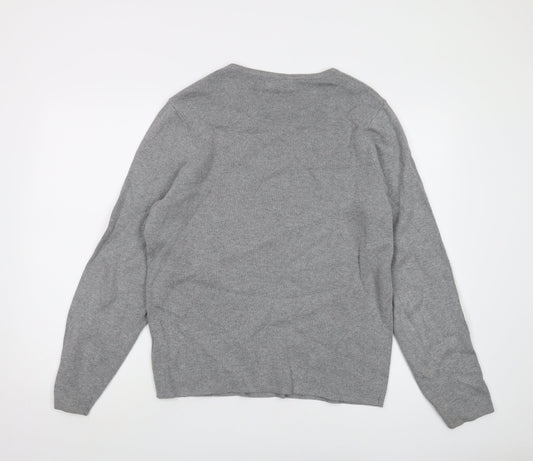 Blue Harbour Mens Grey Crew Neck Cotton Pullover Jumper Size M Long Sleeve