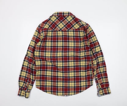 Bila Bong Mens Yellow Plaid Polyester Button-Up Size S Collared Button