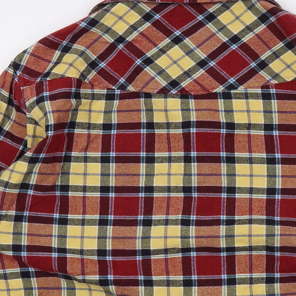 Bila Bong Mens Yellow Plaid Polyester Button-Up Size S Collared Button