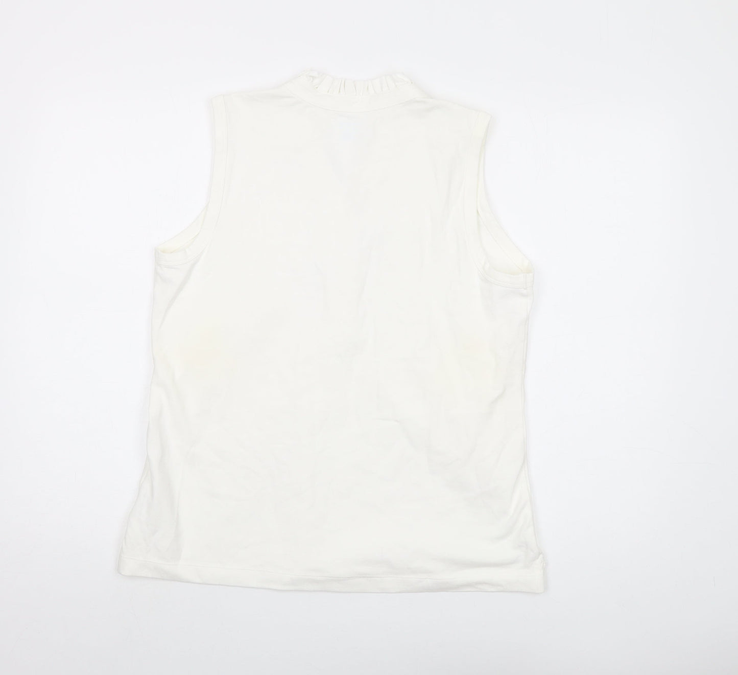 Lands' End Womens Ivory Cotton Basic Tank Size M V-Neck