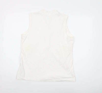 Lands' End Womens Ivory Cotton Basic Tank Size M V-Neck