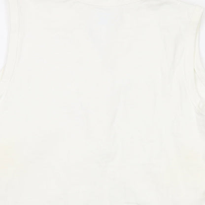 Lands' End Womens Ivory Cotton Basic Tank Size M V-Neck
