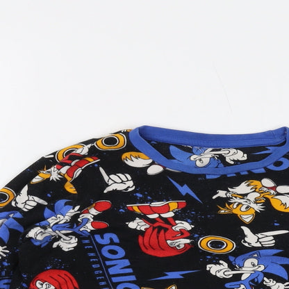 Sonic Boys Multicoloured Geometric Cotton Basic T-Shirt Size 10-11 Years Round Neck Pullover